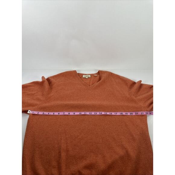 Peter Millar Sweater Mens Large Orange 100% Cashmere Pullover V Neck Soft Knit - Picture 6 of 8